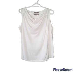 Chico's Bennette Drape Cowl Neck Knit Tank Top Optic White Womens Size S New